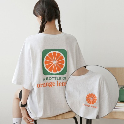 퍼니걸스 5040 오렌지 프린팅 반팔 티셔츠